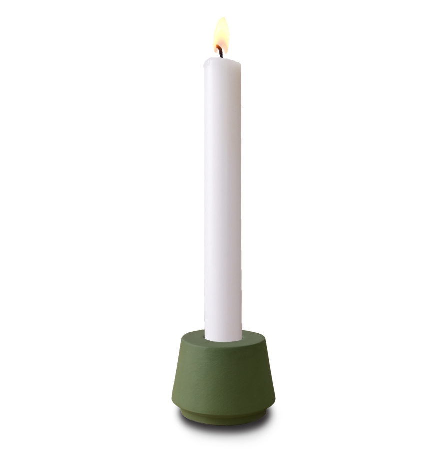 Candle holder made of green porcelain