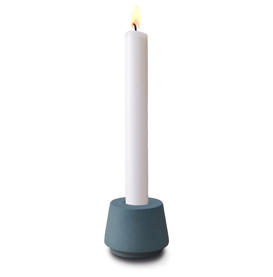 Candle holder made of turquoise porcelain