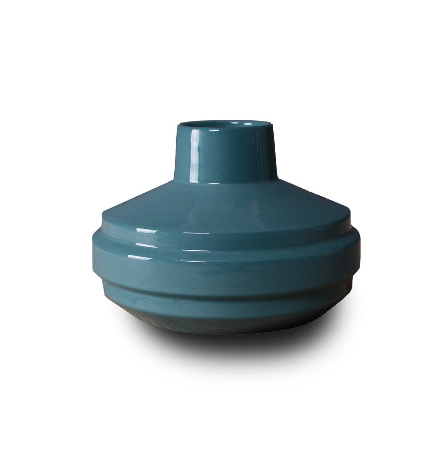 Low Edged vase, turquoise