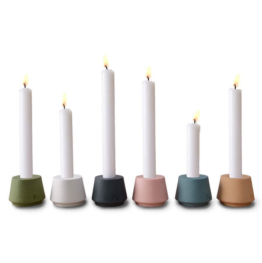Candle holders made of colored porcelain