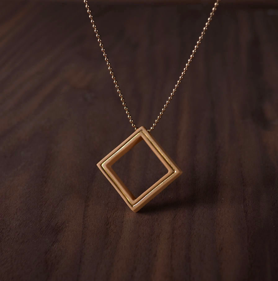 Geometrics ketting Vierkant oker