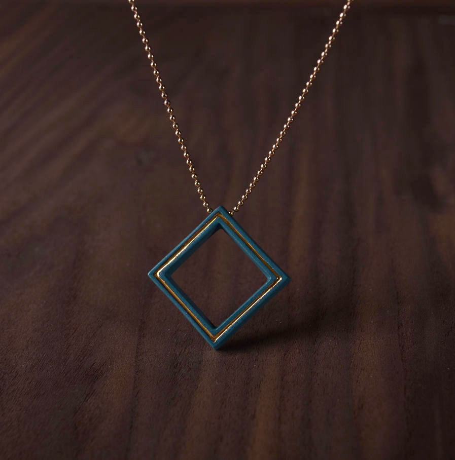 Geometrics ketting Square turkoois