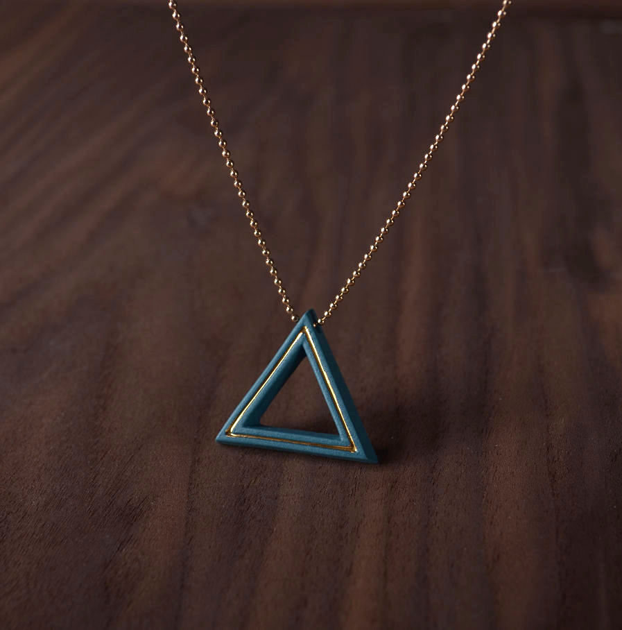 Geometrics ketting Triangle turkoois